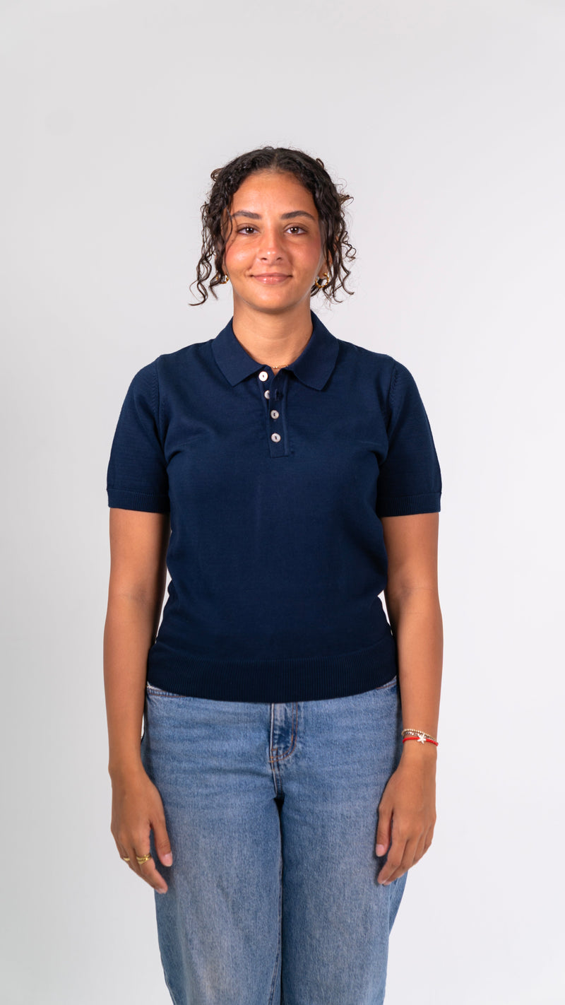KNIT POLO SHIRT - Navy