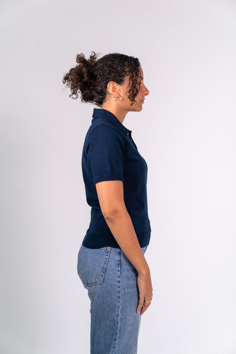 KNIT POLO SHIRT - Navy