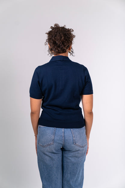 KNIT POLO SHIRT - Navy
