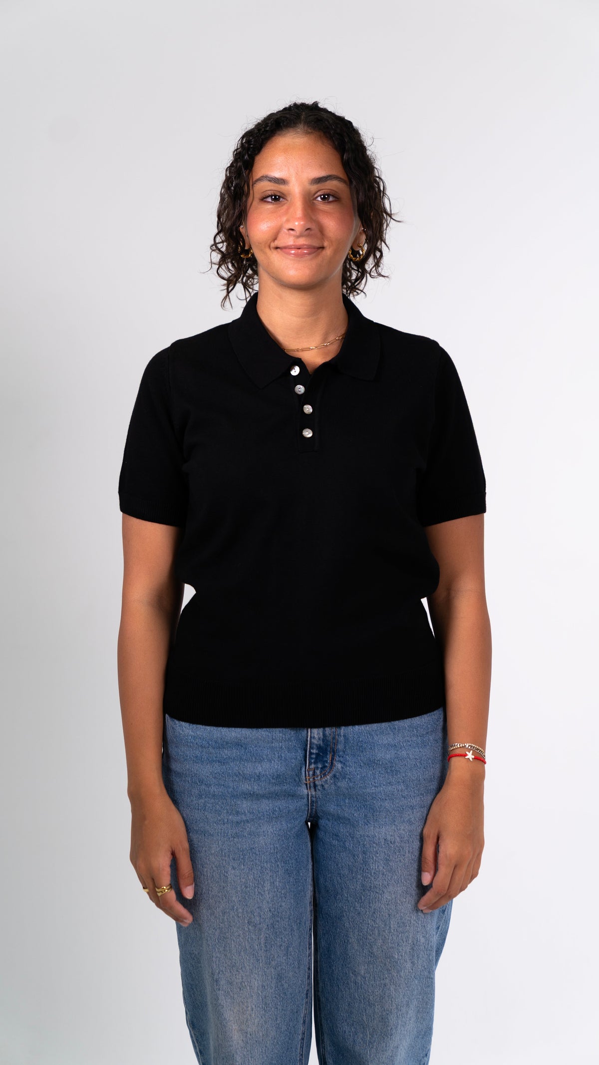KNIT POLO SHIRT - Black