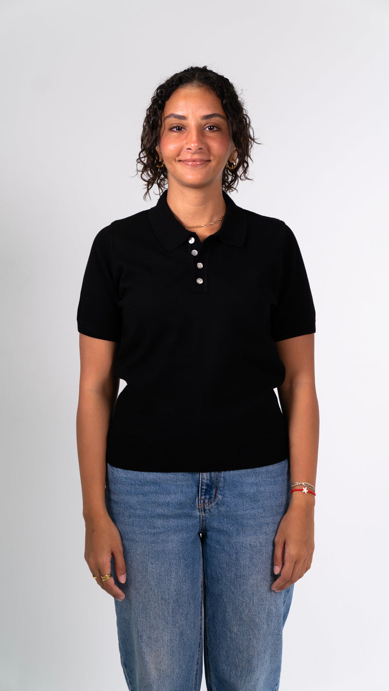 KNIT POLO SHIRT - Black