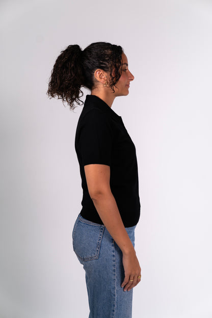 KNIT POLO SHIRT - Black