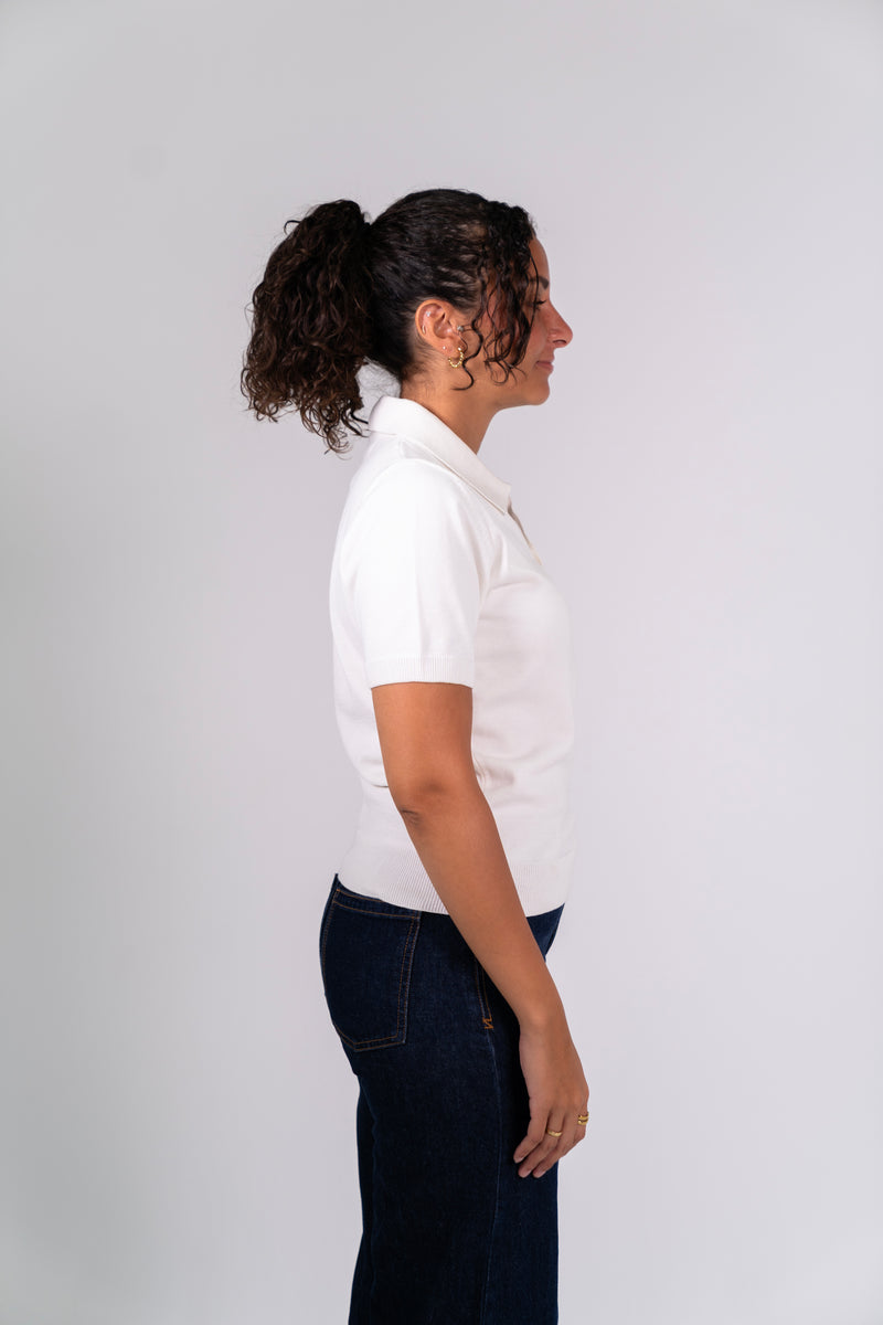 KNIT POLO SHIRT - White