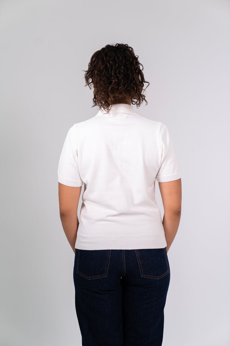 KNIT POLO SHIRT - White