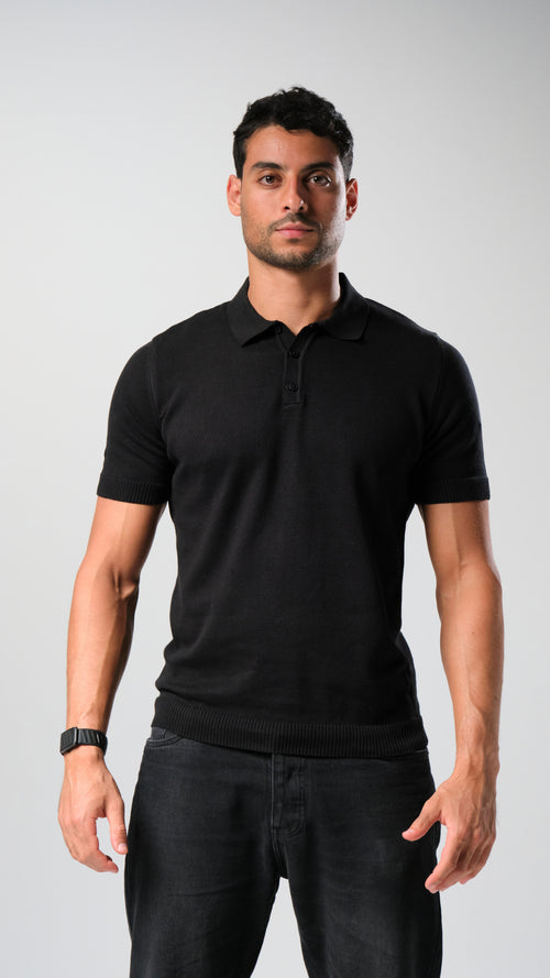 Knit Polo Shirt - Black