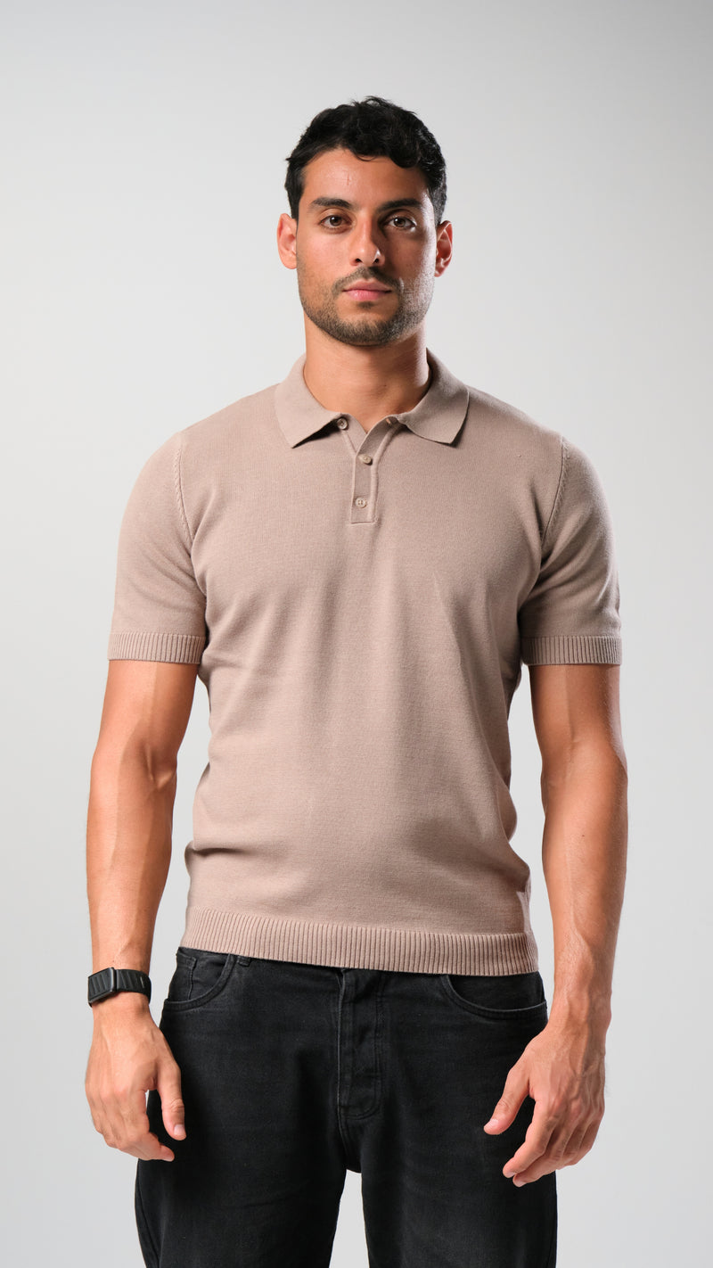 Knit Polo Shirt - Taupe