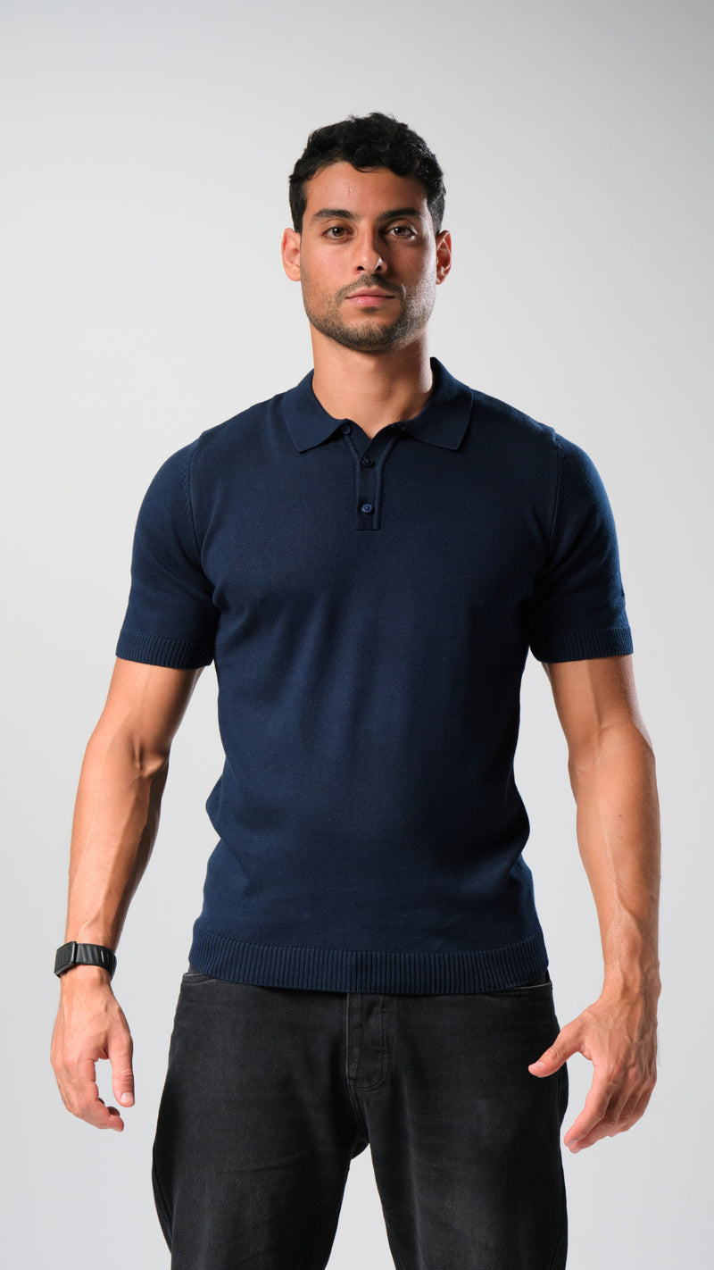 Knit Polo Shirt - Navy