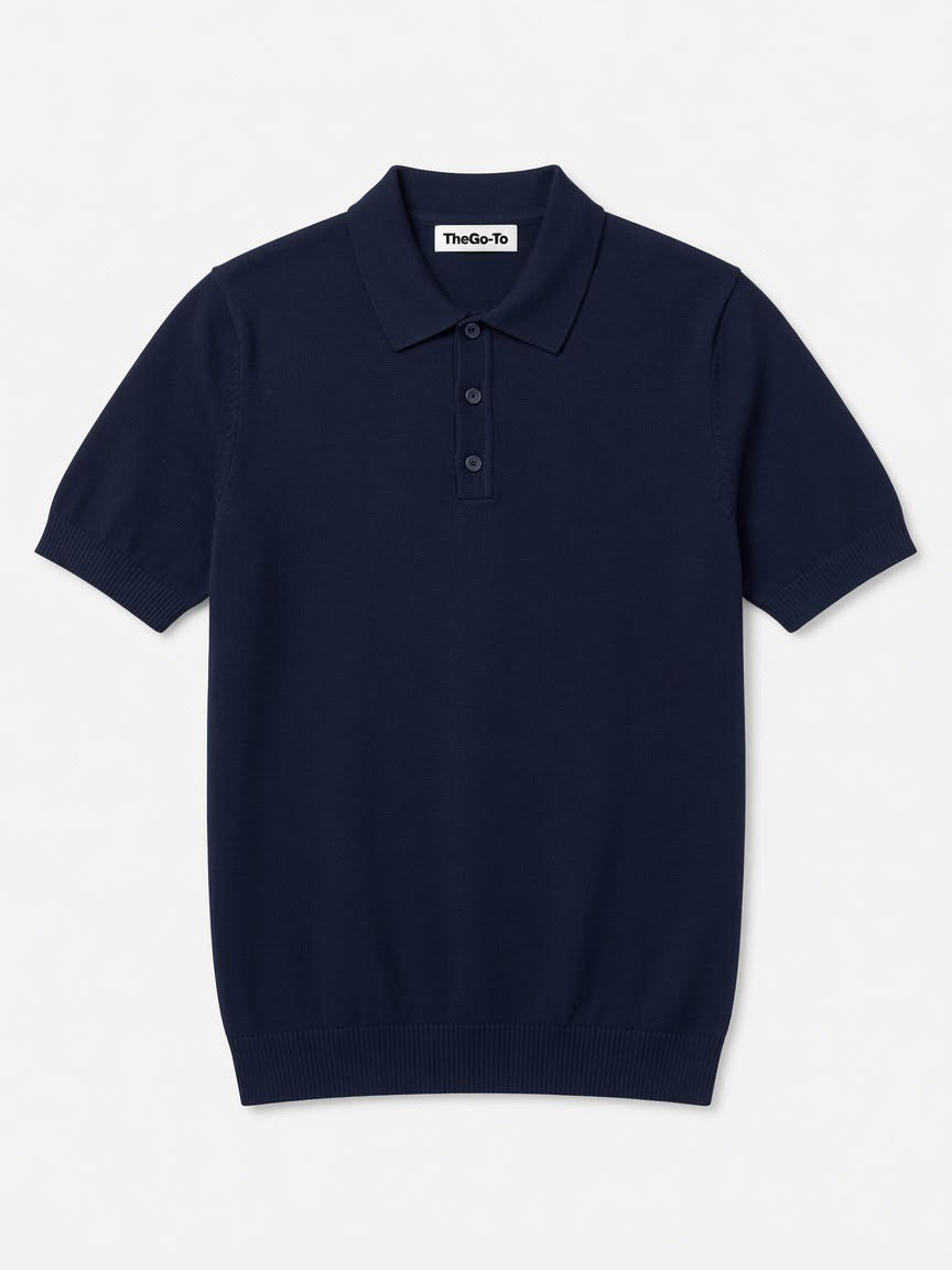 Knit Polo Shirt - Navy