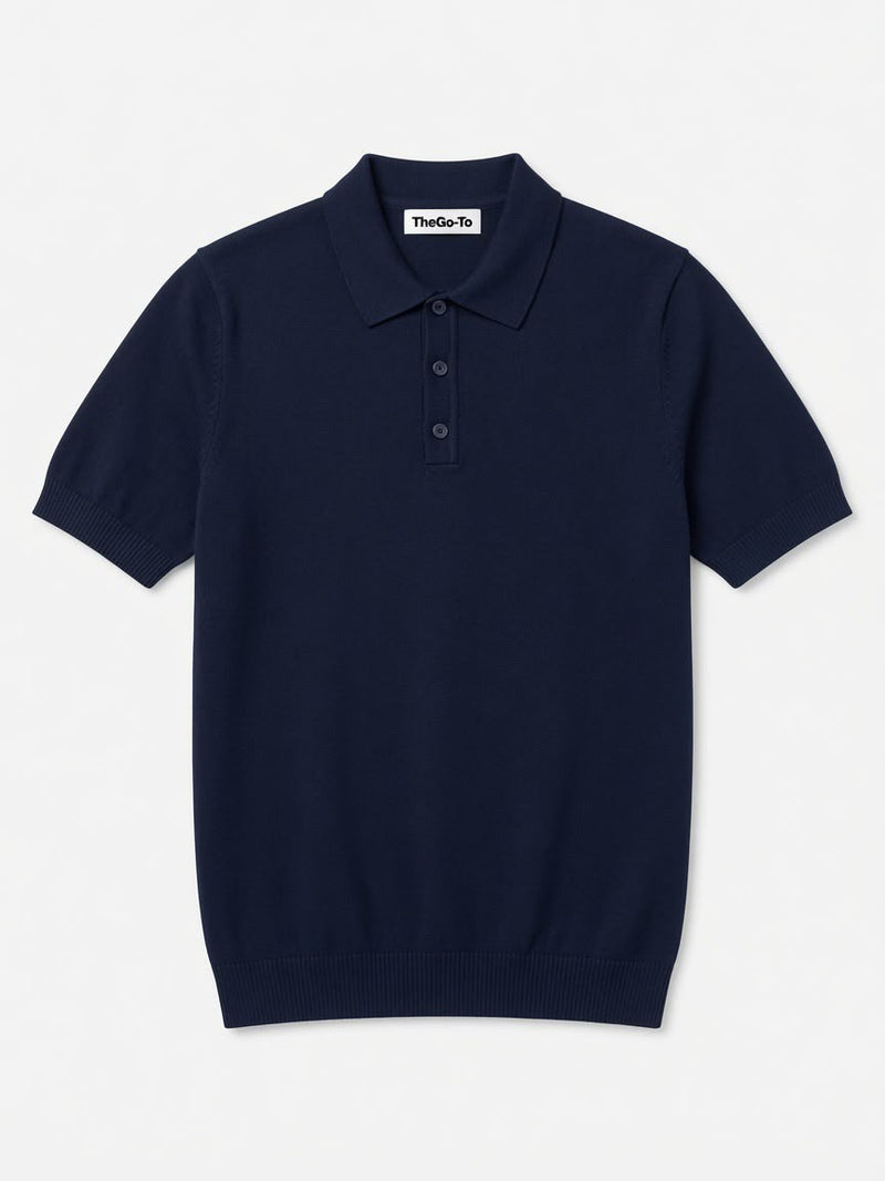 Knit Polo Shirt - Navy