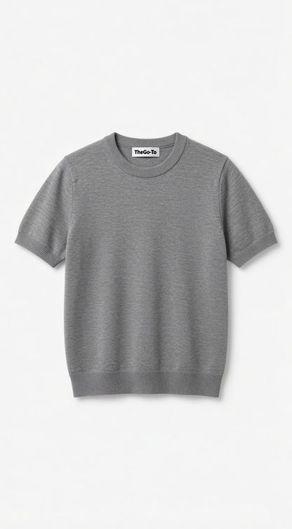 Round Knit Shirt - Grey