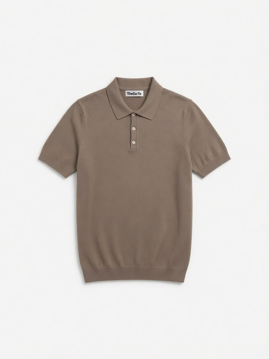Knit Polo Shirt - Taupe