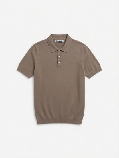 Knit Polo Shirt - Taupe