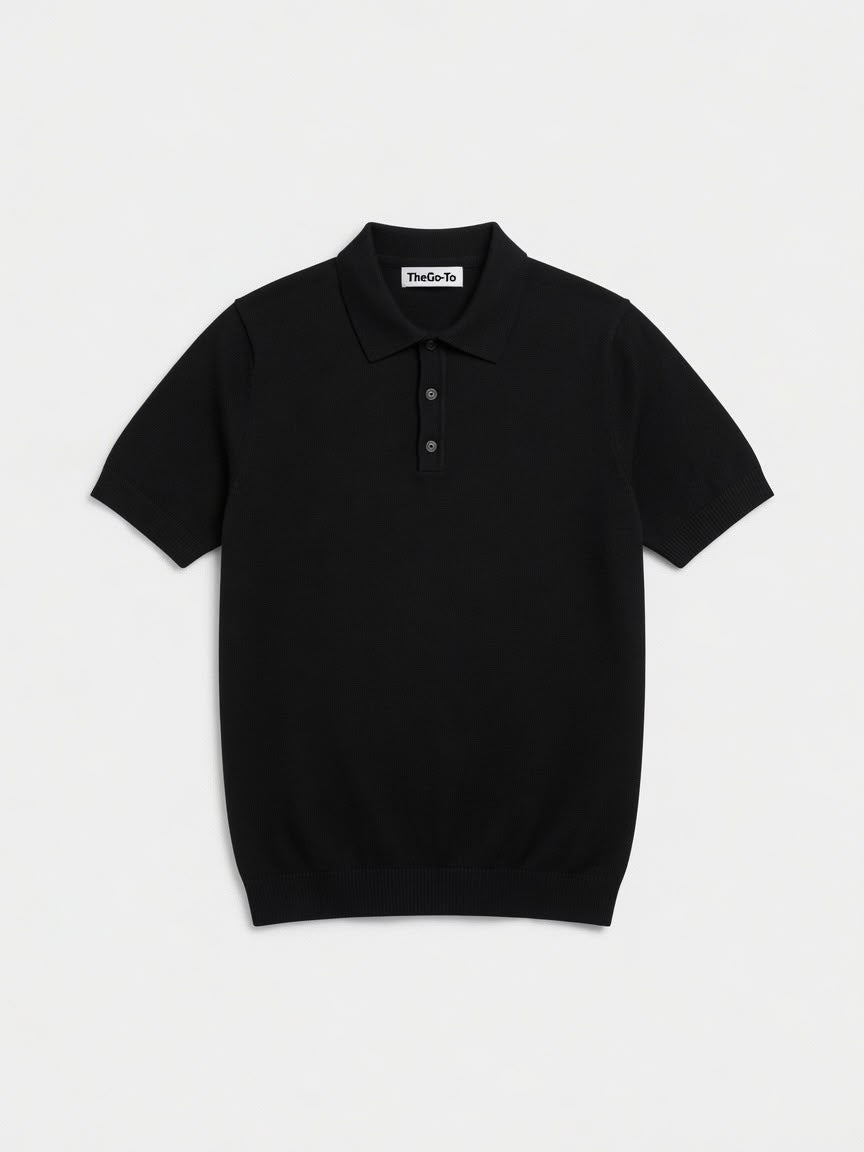 Knit Polo Shirt - Black
