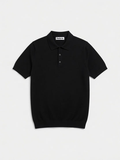 Knit Polo Shirt - Black
