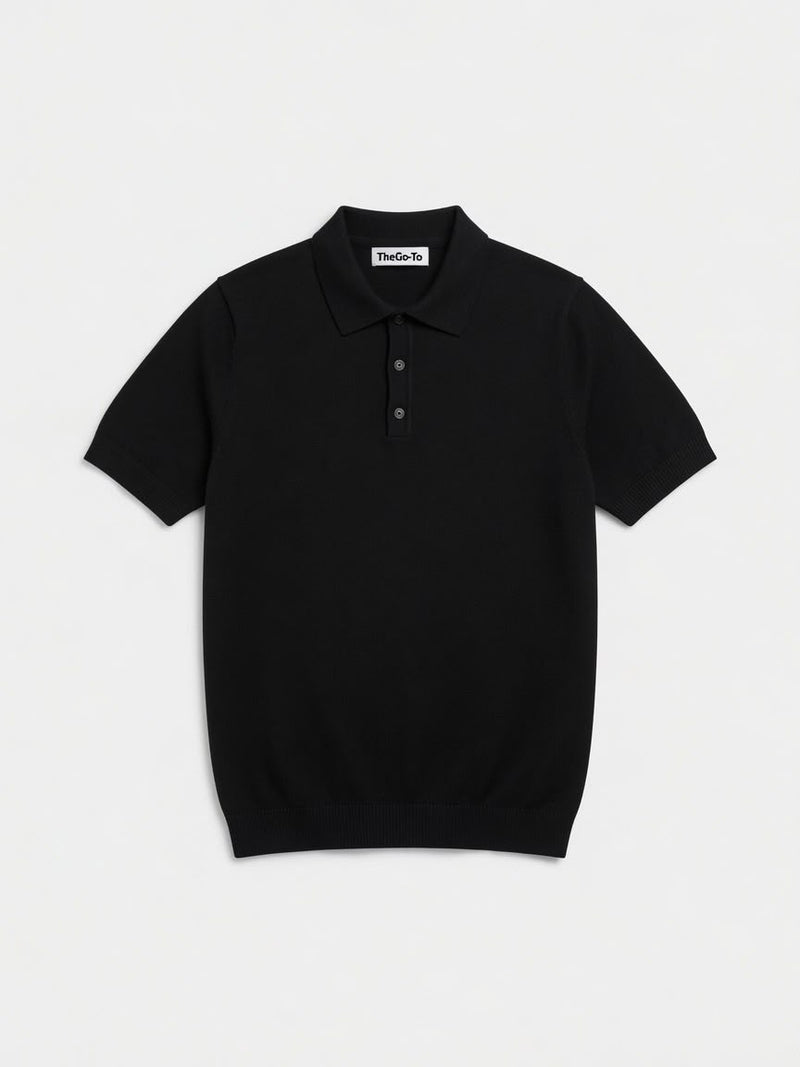 Knit Polo Shirt - Black