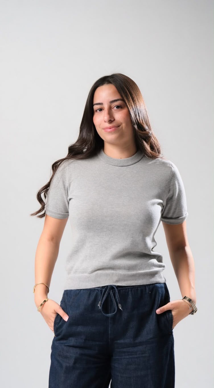 Round Knit Shirt - Grey
