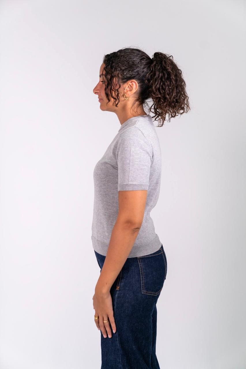 Round Knit Shirt - Grey