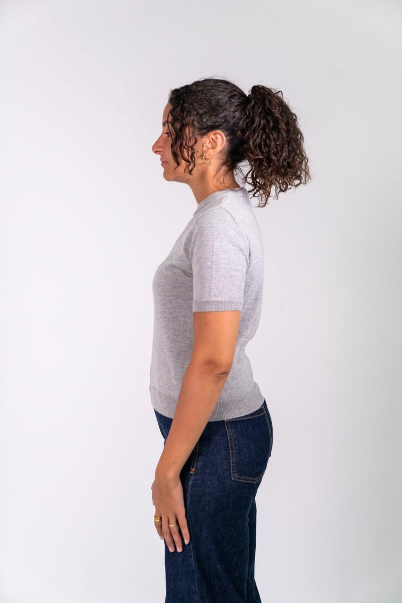 Round Knit Shirt - Grey