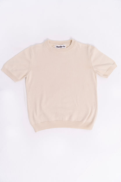 Round Knit Shirt - Ecru