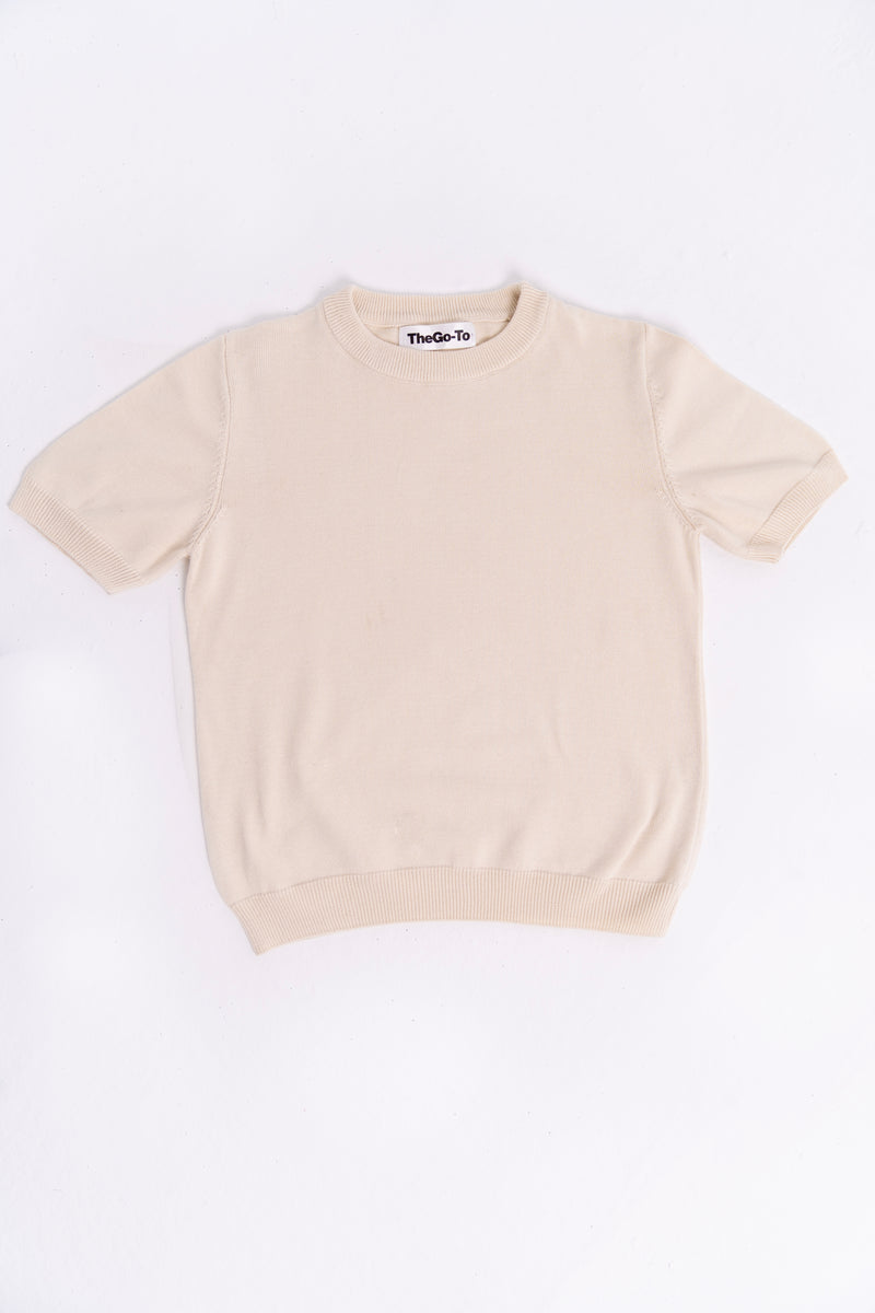 Round Knit Shirt - Ecru