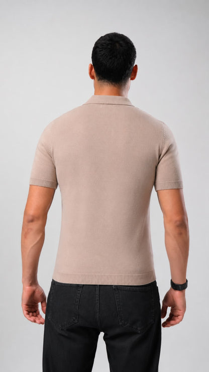 Knit Polo Shirt - Taupe