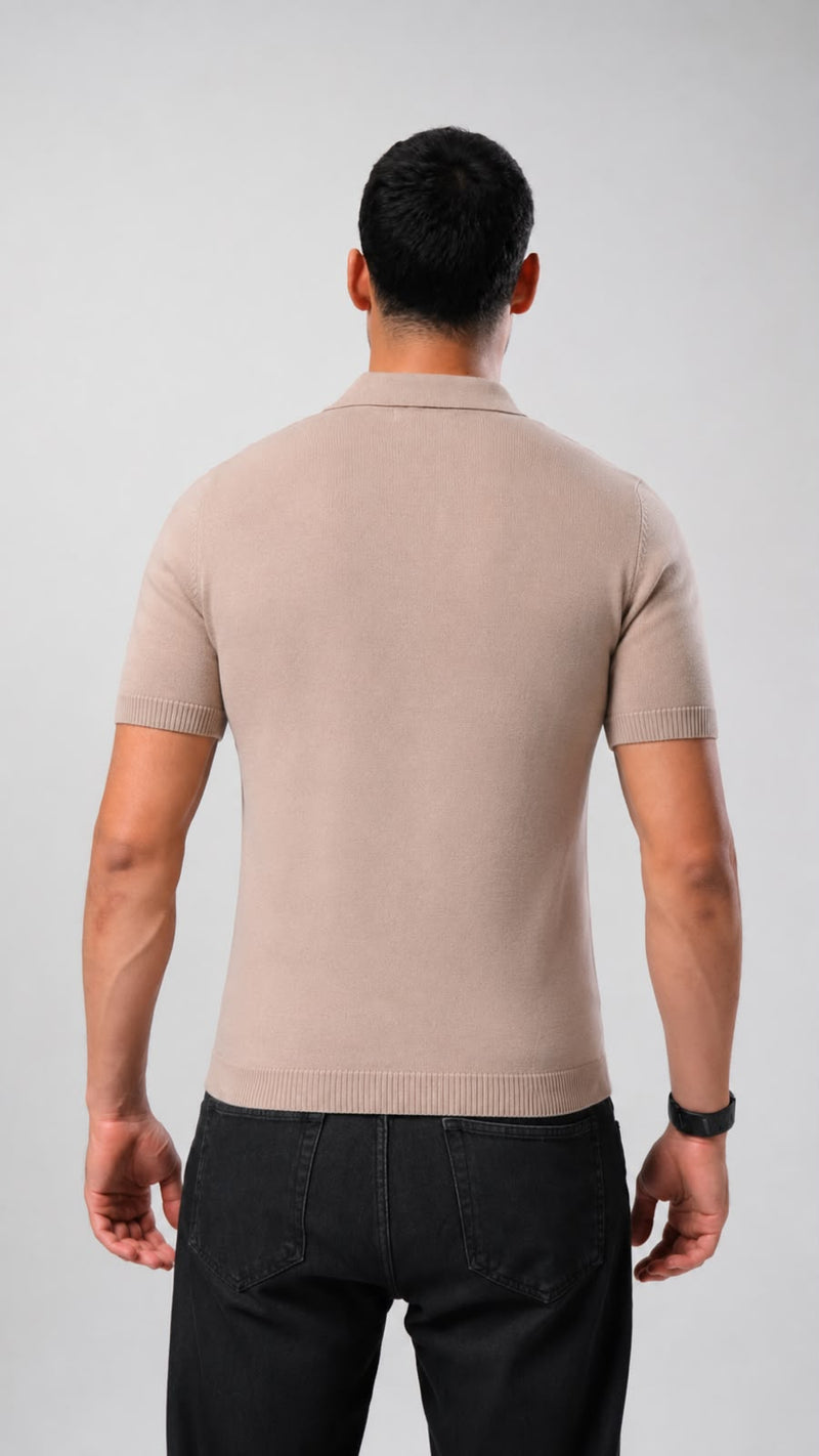 Knit Polo Shirt - Taupe