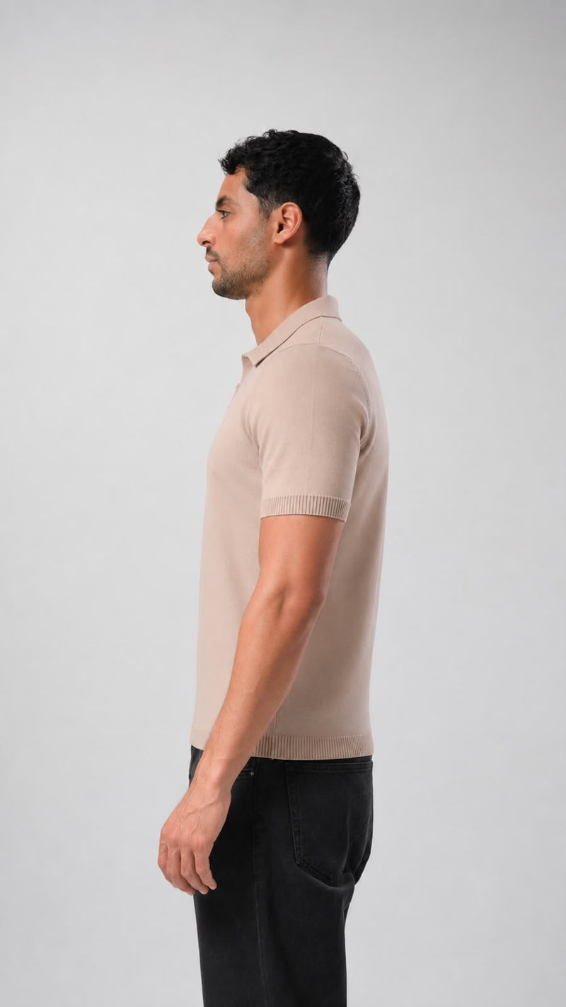 Knit Polo Shirt - Taupe