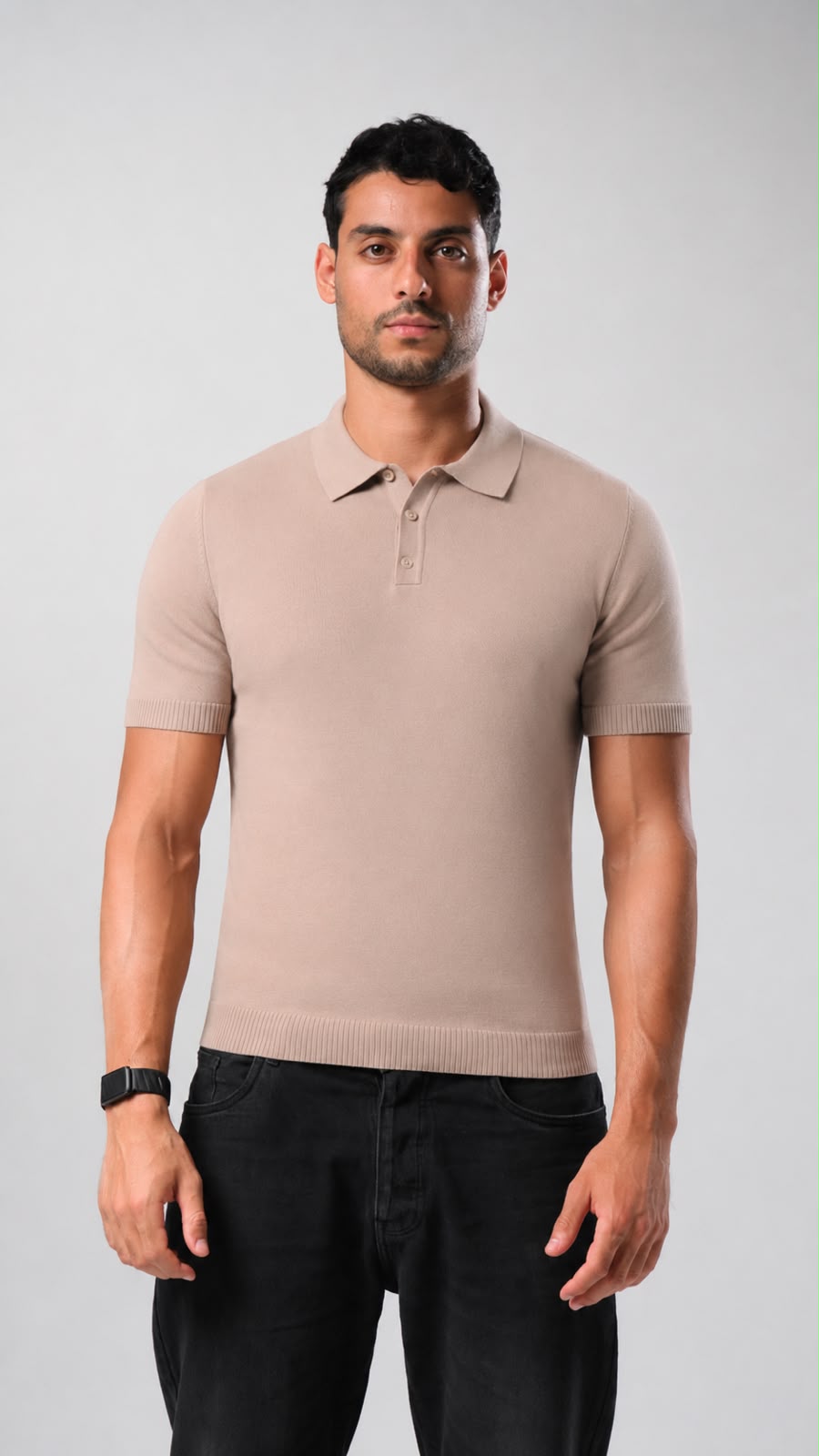 Knit Polo Shirt - Taupe