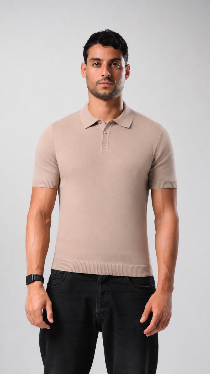 Knit Polo Shirt - Taupe