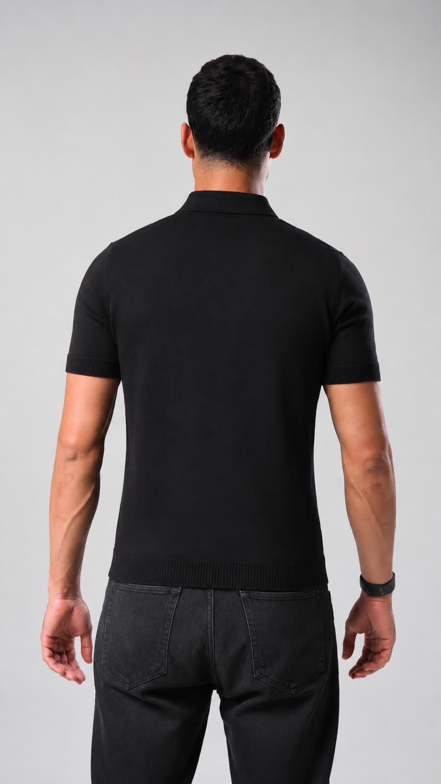 Knit Polo Shirt - Black