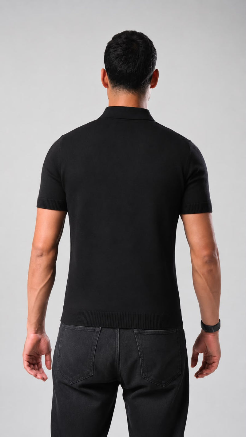 Knit Polo Shirt - Black