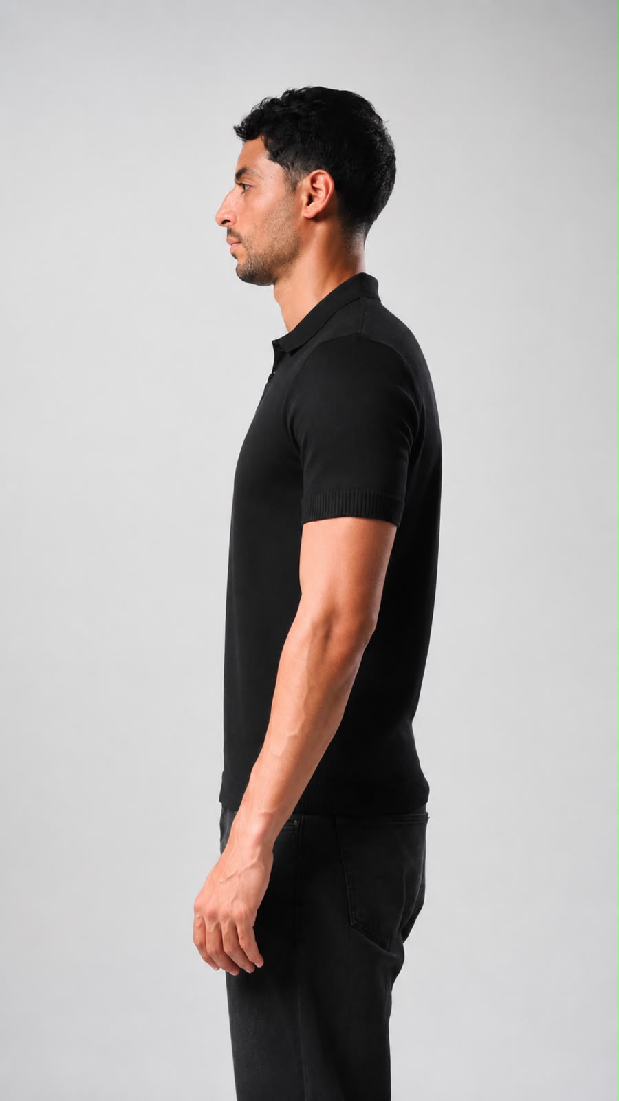 Knit Polo Shirt - Black