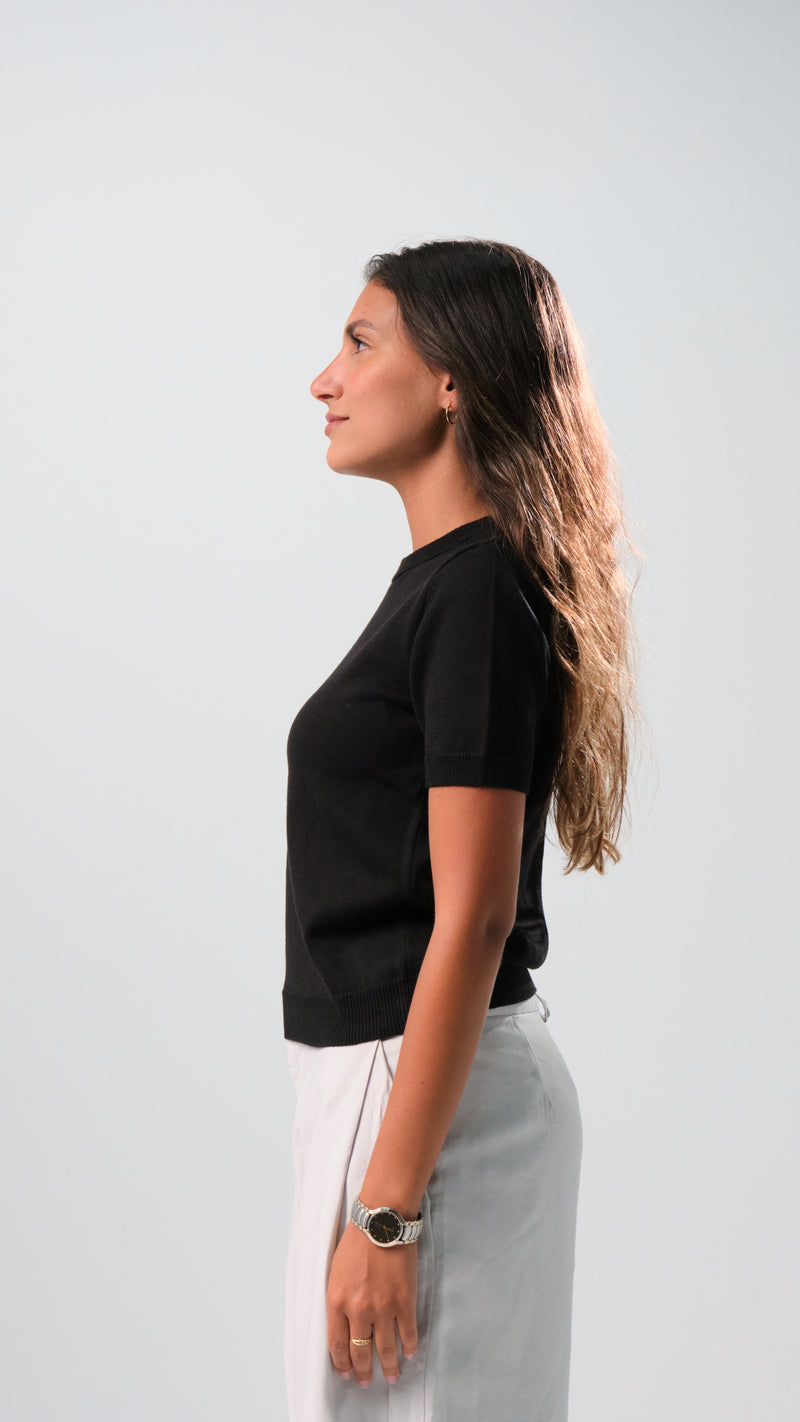 Round Knit Shirt - Black