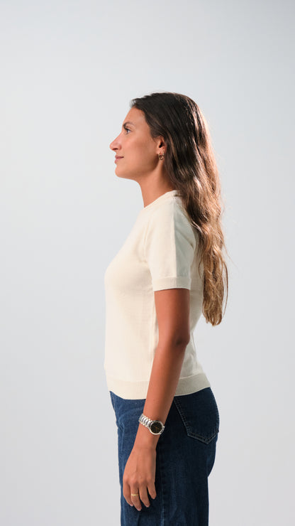 Round Knit Shirt - Ecru