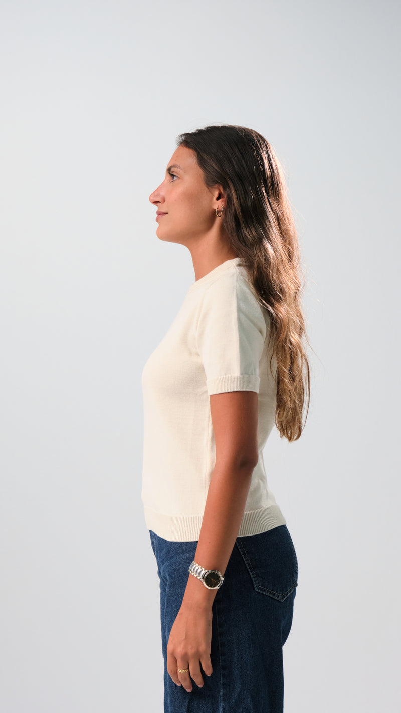 Round Knit Shirt - Ecru