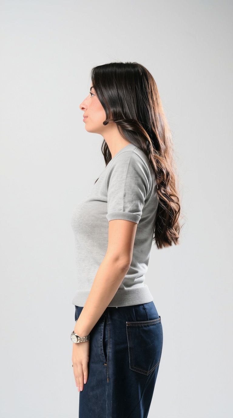 Round Knit Shirt - Grey