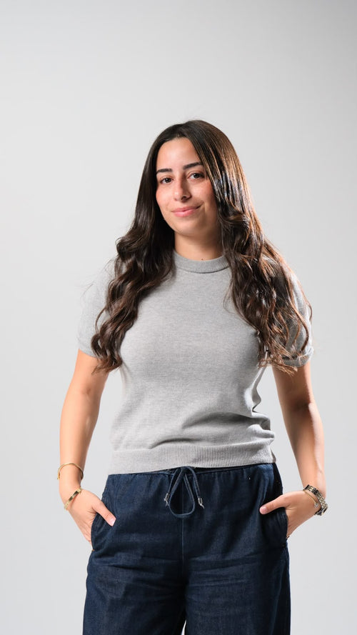 Round Knit Shirt - Grey