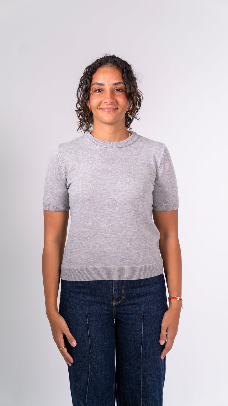 Round Knit Shirt - Grey