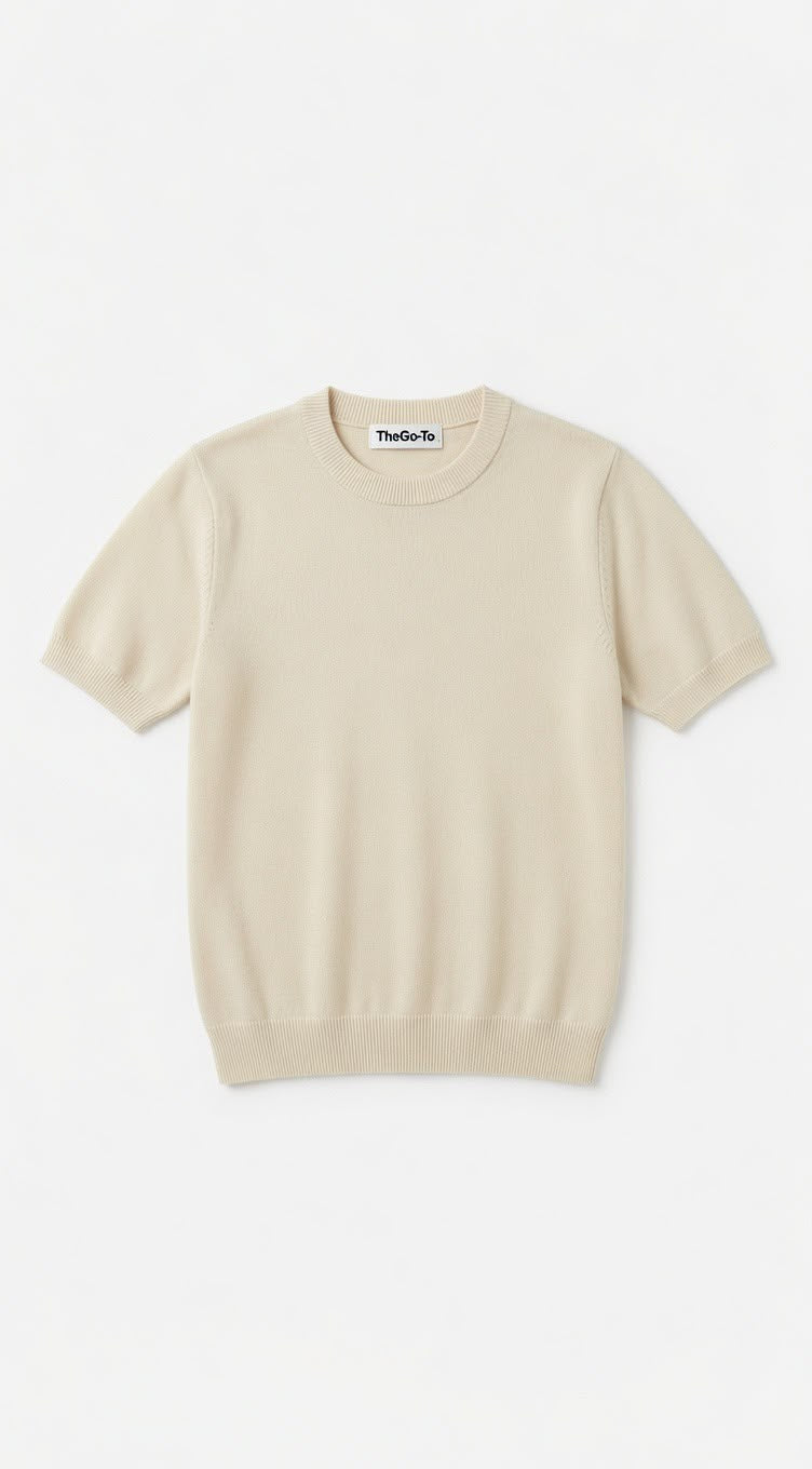 Round Knit Shirt - Ecru
