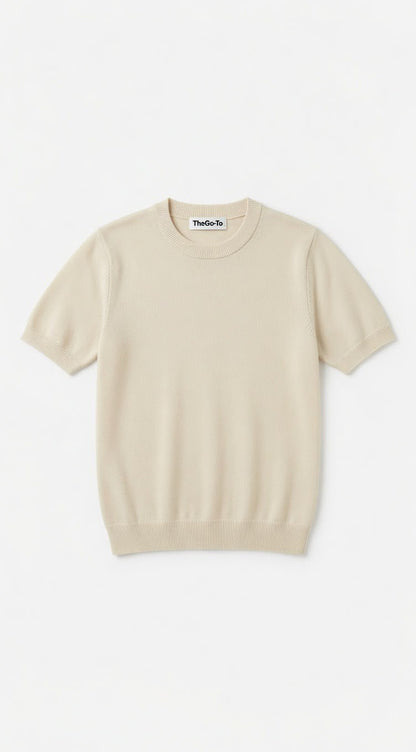 Round Knit Shirt - Ecru